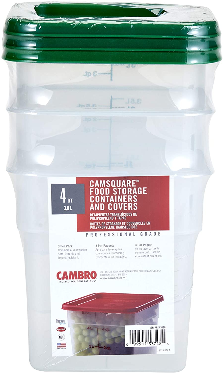 Cambro 12 Qt Translucent Square Food Storage Container